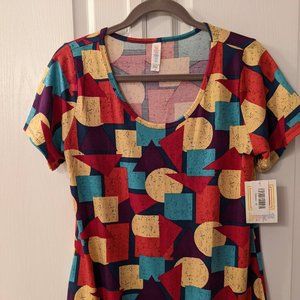 NWT LuLaRoe Classic T Shirt Tee Womens Medium Geometric Red Yellow Teal Purple